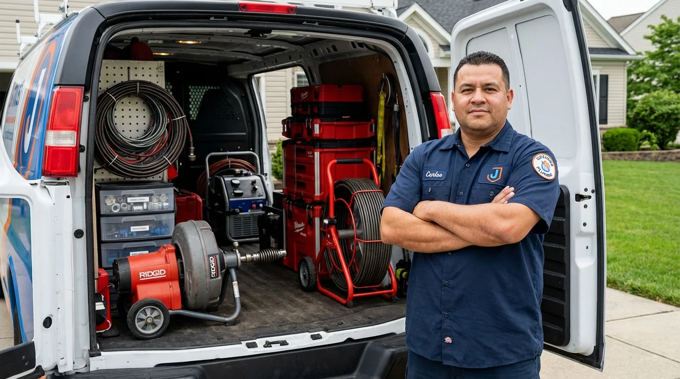 Professional drain cleaning equipment and Johns Plumbing LLC plumber in Parkers Prairie