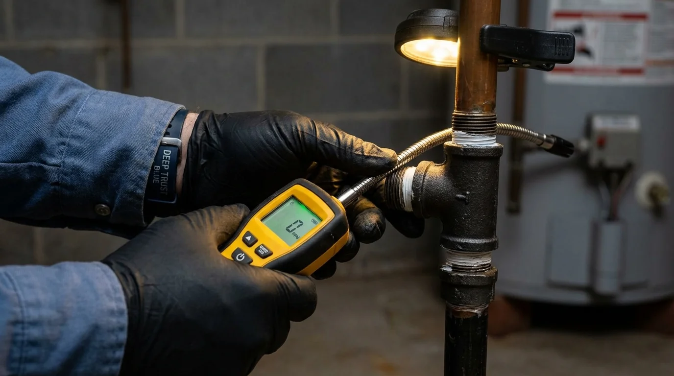 Gas leak detection with electronic sniffer by Johns Plumbing LLC in Parkers Prairie